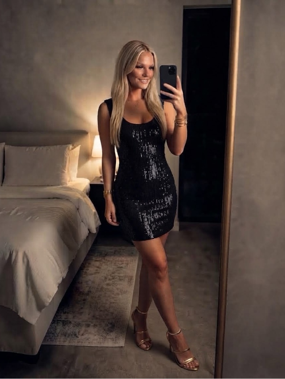 Aidan Mattox Sequin Bodycon Mini Dress Black Cocktail Holiday Party XS US 2